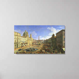 Uitzicht van de Navona van Piazza, Rome Canvas Afdruk
