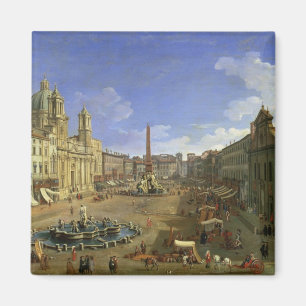 Uitzicht van de Navona van Piazza, Rome Magneet