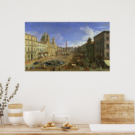Uitzicht van de Navona van Piazza, Rome Poster (Keuken)