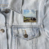 Uitzicht van de Nederlandse kust Vierkante Button 5,1 Cm (In situ)
