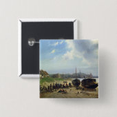 Uitzicht van de Nederlandse kust Vierkante Button 5,1 Cm (Voorkant /achterkant)