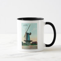 Uitzicht van de Nederlandse windmolen in het Golde