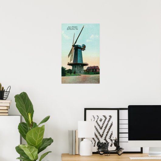 Uitzicht van de Nederlandse windmolen in het Golde Poster (Thuiskantoor)