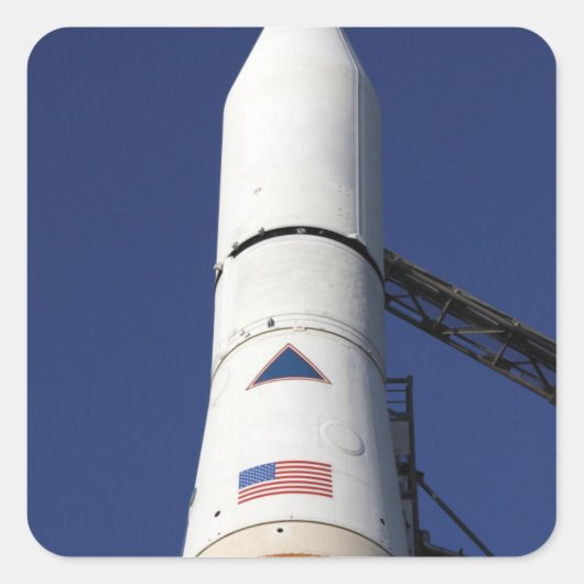 Uitzicht van de neuskegel van de delta IV-raket Vierkante Sticker (Voorkant)
