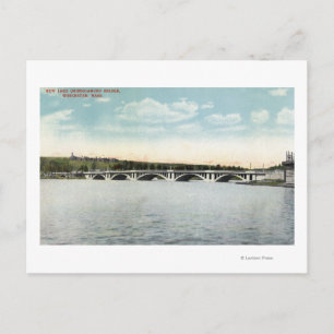 Uitzicht van de New Lake Quinsigamond Bridge Briefkaart