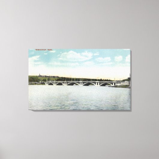 Uitzicht van de New Lake Quinsigamond Bridge Canvas Afdruk (Voorkant)