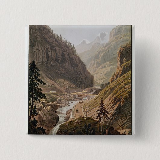 Uitzicht van de New Simplon Pass, 1811 Vierkante Button 5,1 Cm (Voorkant)