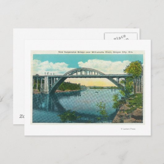 Uitzicht van de New Suspension Bridge Briefkaart (Voorkant / Achterkant)