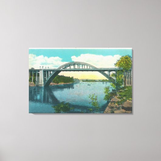 Uitzicht van de New Suspension Bridge Canvas Afdruk (Voorkant)