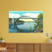 Uitzicht van de New Suspension Bridge Canvas Afdruk (Insitu (Woonkamer))