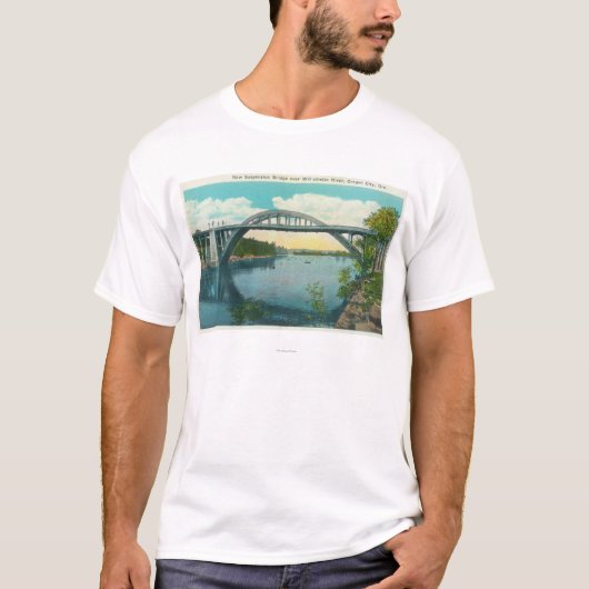 Uitzicht van de New Suspension Bridge T-shirt (Voorkant)