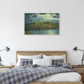 Uitzicht van de Nubble-vuurtoren in York Canvas Afdruk (Insitu (Slaapkamer))