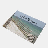 Uitzicht van de oceaan door het strandhek deurmat (Schuin)