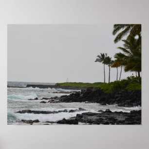 Uitzicht van de oceaan in Poipu Poster