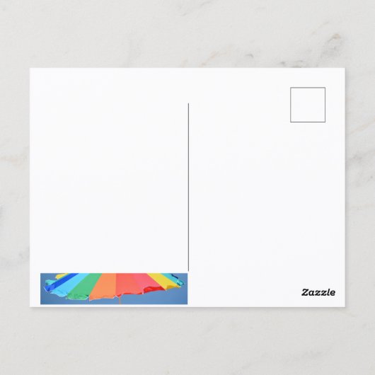 Uitzicht van de oceaan met Beach Umbrella Briefkaart (Achterkant)