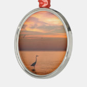 Uitzicht van de oceaan op zonsondergang metalen ornament (Links)