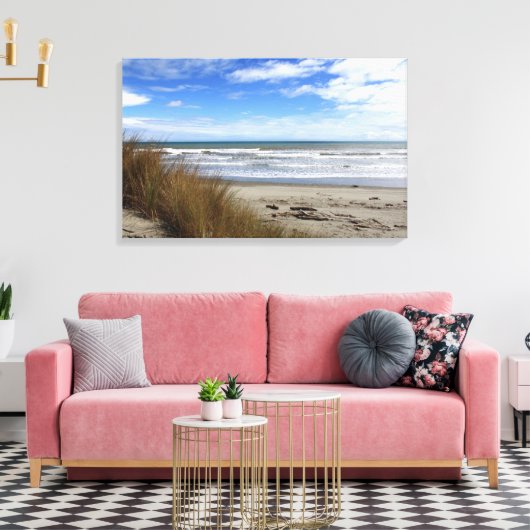 Uitzicht van de oceaan & strand vanaf de duinen canvas afdruk (Insitu (Woonkamer))