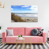 Uitzicht van de oceaan & strand vanaf de duinen canvas afdruk (Insitu (Woonkamer))