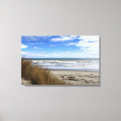 Uitzicht van de oceaan & strand vanaf de duinen canvas afdruk (Voorkant)