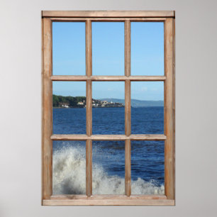 Uitzicht van de oceaan van een Venster met de Spui Poster