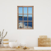 Uitzicht van de oceaan van een Venster met de Spui Poster (Keuken)