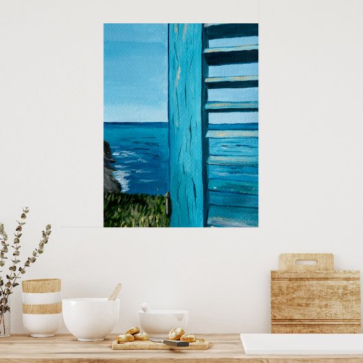 Uitzicht van de oceaan van het venster | Turquoise Poster (Keuken)