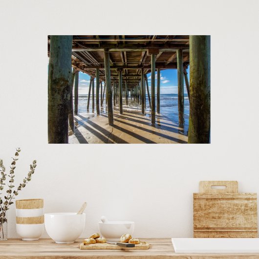 Uitzicht van de oceaan van onder het pier poster (Keuken)