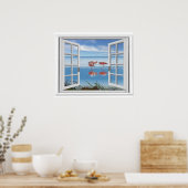 Uitzicht van de oceaan verdwijnt het venster met v poster (Keuken)