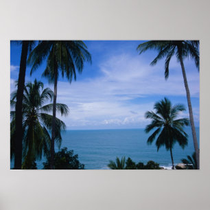 Uitzicht van de oceaanhorizon vanaf het land poster