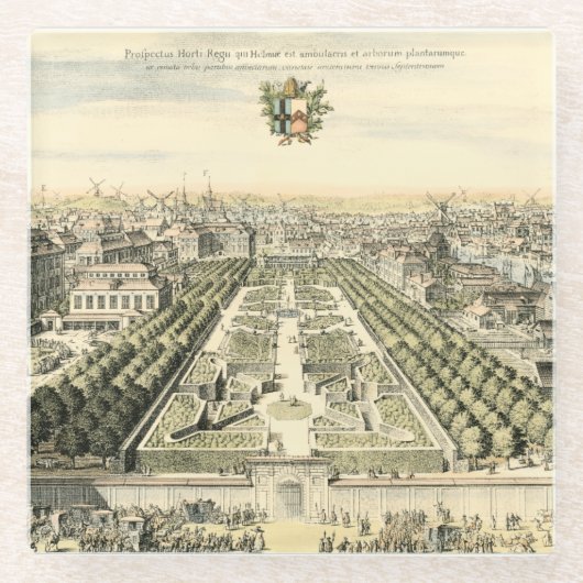 Uitzicht van de officiële tuin van Eric Dahlbergh Glazen Onderzetter (Voorkant)