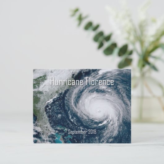 Uitzicht van de orkaan Florence uit de ruimte Briefkaart (Staand voorkant)
