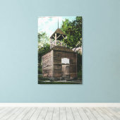 Uitzicht van de oude gordijn # 2 canvas afdruk (Insitu (Houten vloer))