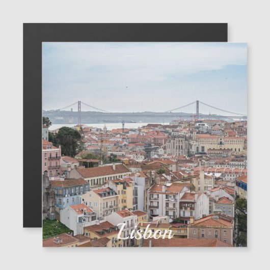 Uitzicht van de oude stad Lissabon en 25 april bru (Voorkant / Achterkant)