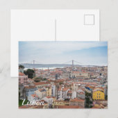 Uitzicht van de oude stad Lissabon en 25 april bru Briefkaart (Voorkant / Achterkant)