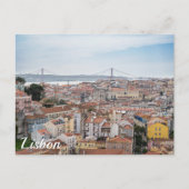 Uitzicht van de oude stad Lissabon en 25 april bru Briefkaart (Voorkant)