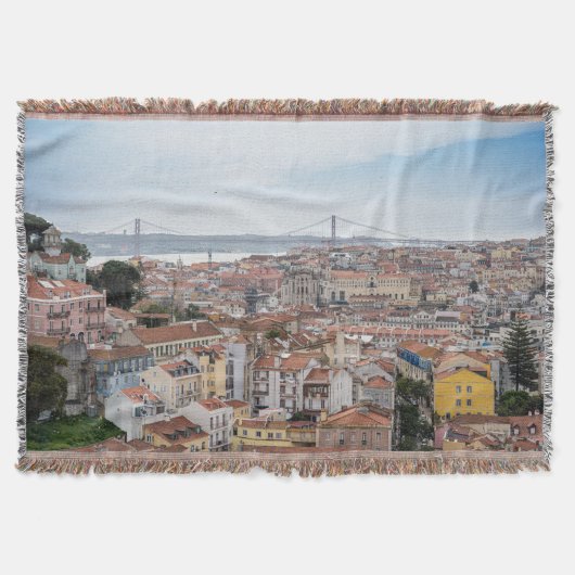 Uitzicht van de oude stad Lissabon en 25 april bru Deken (Voorkant)