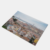 Uitzicht van de oude stad Lissabon en 25 april bru Deurmat (Schuin)