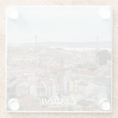 Uitzicht van de oude stad Lissabon en 25 april bru Glazen Onderzetter (Achterkant)