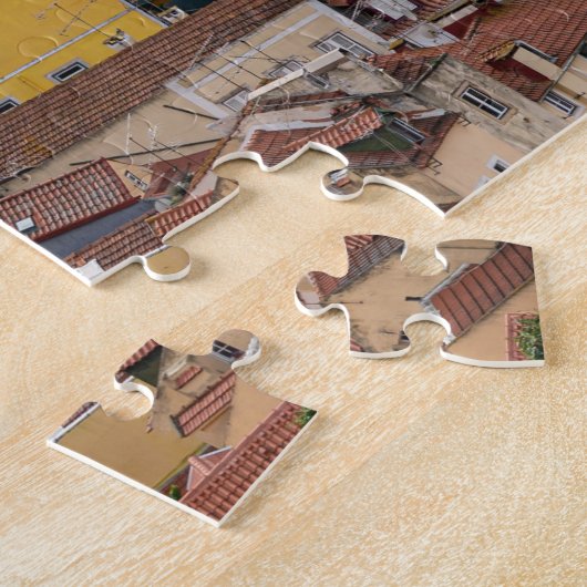 Uitzicht van de oude stad Lissabon en 25 april bru Legpuzzel (Zijkant)