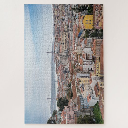 Uitzicht van de oude stad Lissabon en 25 april bru Legpuzzel (Verticaal)