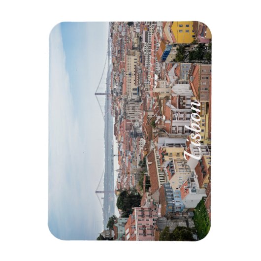 Uitzicht van de oude stad Lissabon en 25 april bru Magneet (Verticaal)