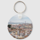 Uitzicht van de oude stad Lissabon en 25 april bru Sleutelhanger (Achterkant)