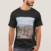 Uitzicht van de oude stad Lissabon en 25 april bru T-shirt (Voorkant)