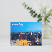 Uitzicht van de oude stad Nuremberg 's nachts Briefkaart (Staand voorkant)
