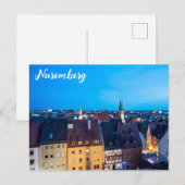 Uitzicht van de oude stad Nuremberg 's nachts Briefkaart (Voorkant / Achterkant)