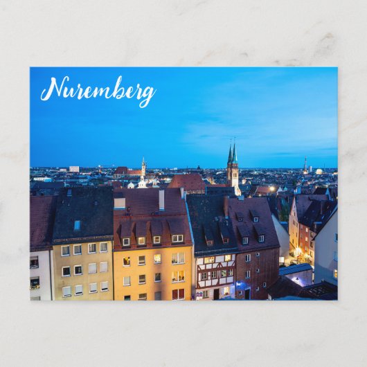 Uitzicht van de oude stad Nuremberg 's nachts Briefkaart (Voorkant)