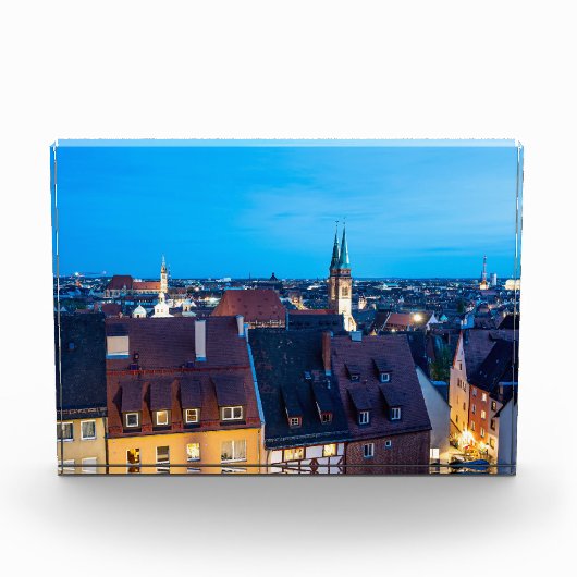 Uitzicht van de oude stad Nuremberg 's nachts Fotoblokken (Voorkant)