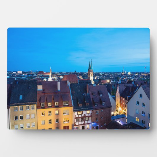 Uitzicht van de oude stad Nuremberg 's nachts Fotoplaat (voorkant)