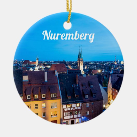 Uitzicht van de oude stad Nuremberg 's nachts Keramisch Ornament (Voorkant)