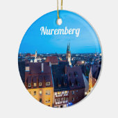 Uitzicht van de oude stad Nuremberg 's nachts Keramisch Ornament (Links)